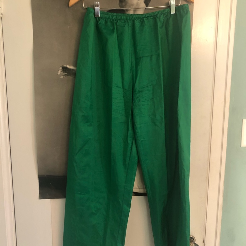 Vibrant Green Dosa Silk Pants